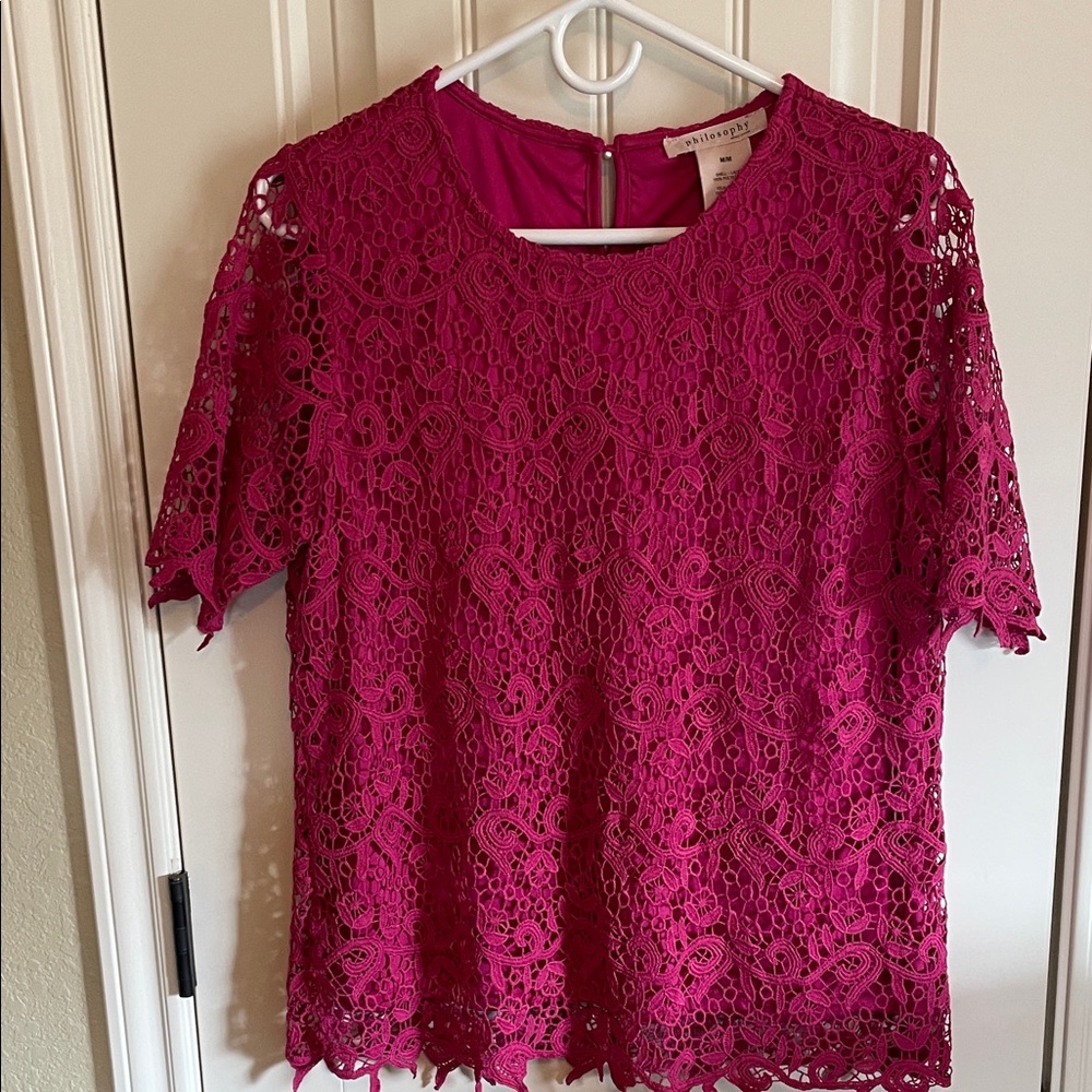 Philosophy Fuchsia Lace Blouse